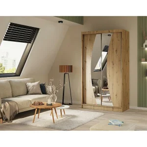 Hangkast Vox 120/216/61 eiken Artisan met spiegel en laden Hangkast Vox 120/216/61 eiken Artisan met spiegel en laden