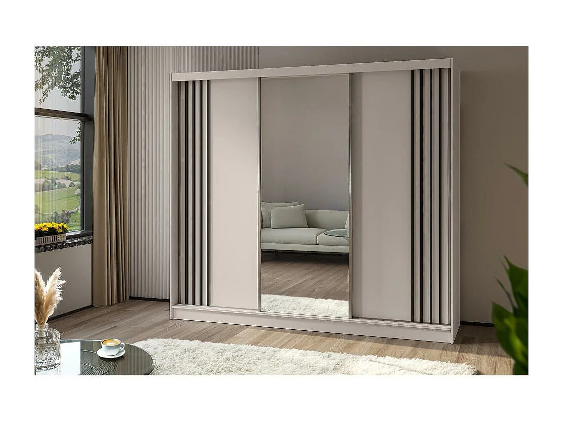 Hangkast Nela 240/216/61 kasjmier+zwart met lade-inzetstukken