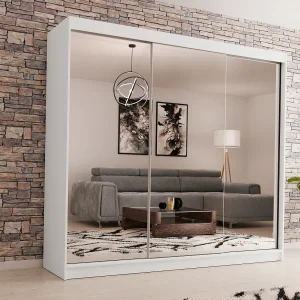 Hangkast Debra 240/216/61 wit met spiegel Hangkast Debra 240/216/61 wit met spiegel