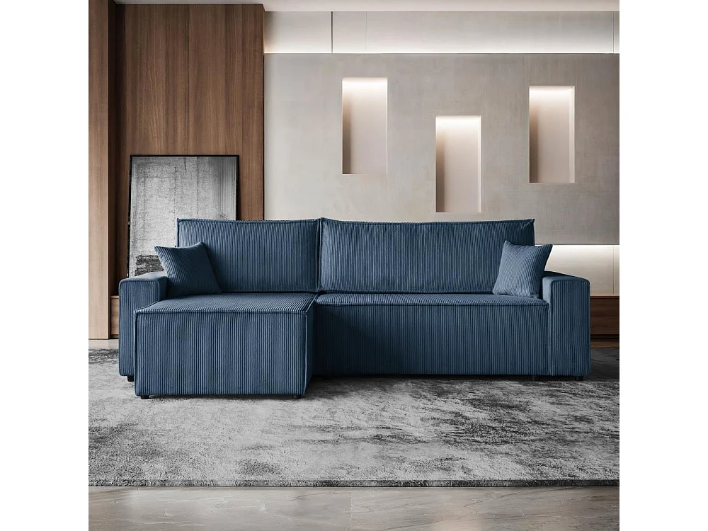 HOEKBANK met slaapfunctie Hektor donkerblauw