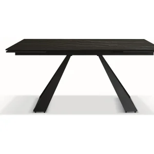 Glaskeramiek tafel zwart,metalen poten antraciet 160×90-240x90cm – AJACCIO