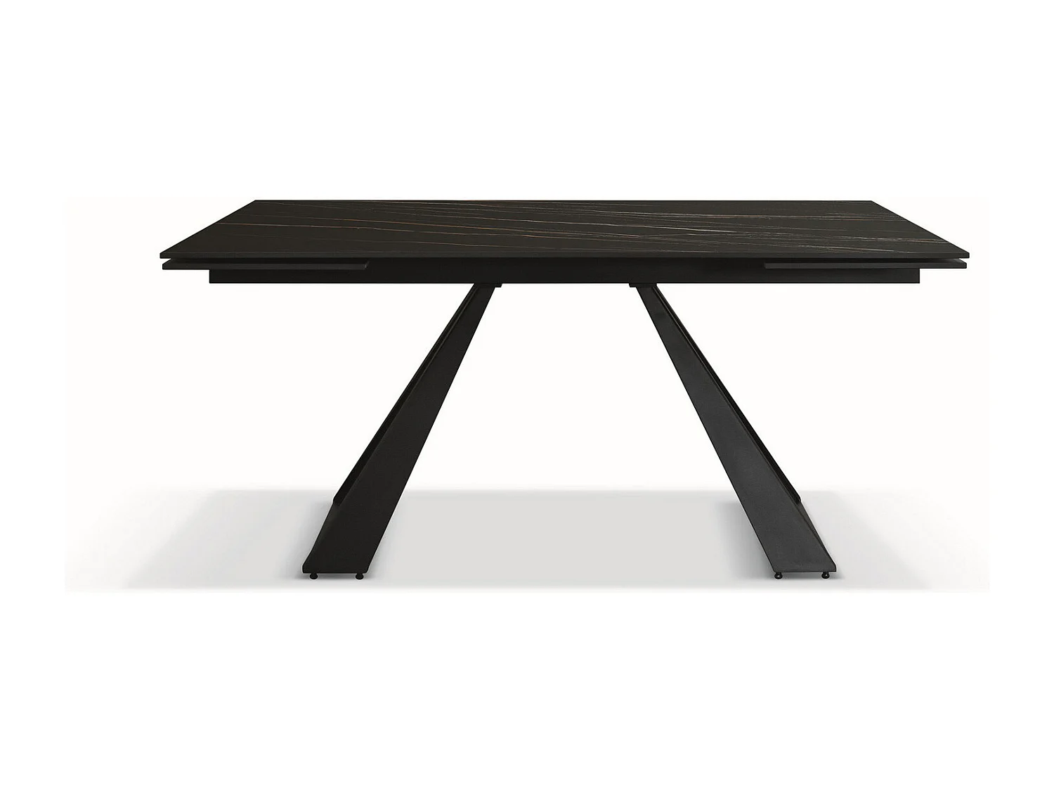Glaskeramiek tafel zwart,metalen poten antraciet 160x90-240x90cm - AJACCIO