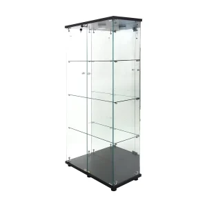 Glazen vitrinekast 163,9 x 36,49 x 80,49 cm, met planken en ledverlichting, rariteitenkabinet met dubbele deur Glazen vitrinekast 163,9 x 36,49 x 80,49 cm, met planken en ledverlichting, rariteitenkabinet met dubbele deur