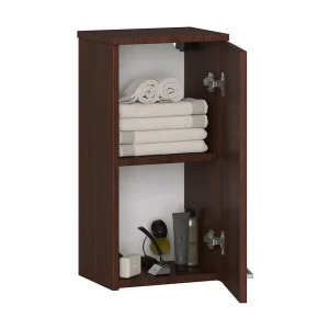 Hangend badkamermeubel: 1 deur, 2 planken, wengé, 30 x 60 x 22,5 cm Hangend badkamermeubel: 1 deur, 2 planken, wengé, 30 x 60 x 22,5 cm