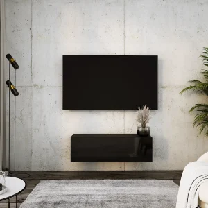 Hangend tv-meubel, 100 x 34 x 32 cm, matzwart/glanzend zwart