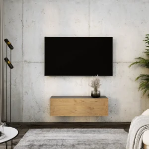 Hangend tv-meubel, 100 x 34 x 32 cm, antraciet / lancelot eik