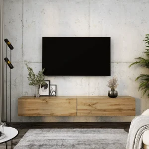 Hangend tv-meubel, (2 x 100) x 34 x 32 cm, Wotan eiken
