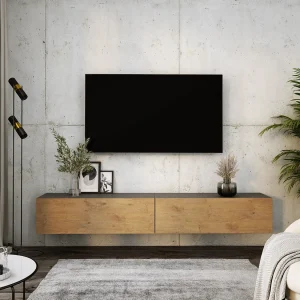 Hangend tv-meubel, (2 x 100) x 34 x 32 cm, antraciet / Lancelot eiken Hangend tv-meubel, (2 x 100) x 34 x 32 cm, antraciet / Lancelot eiken