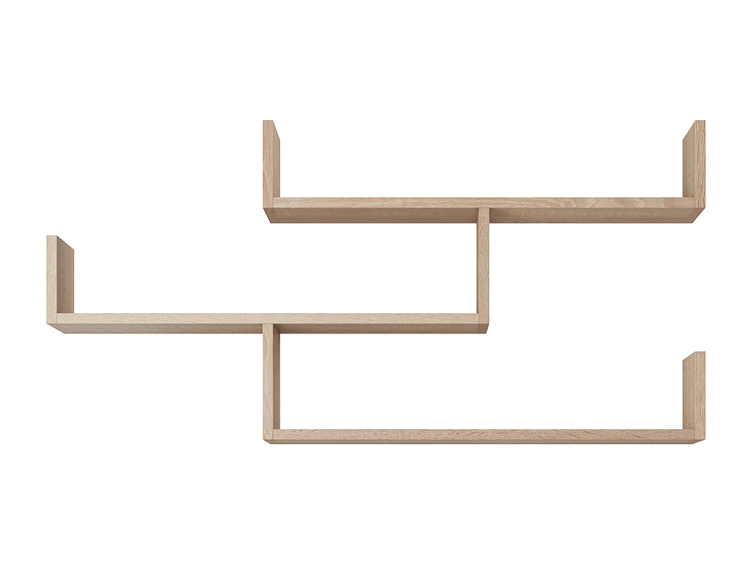 Driedelige wandplank, moderne wandplank voor woonkamer, 119 cm eiken sonoma