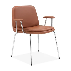 Heine | Fauteuil in Cognac PU / Chroom, 2 Pak
