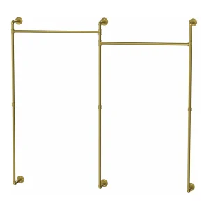 Gouden metalen wandkapstok, hangstang, kledingrek 205x190cm Gouden metalen wandkapstok, hangstang, kledingrek 205x190cm