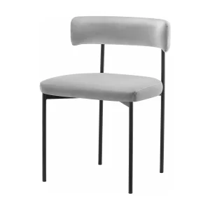 Gestoffeerde stoel – grijs fluweel – zwarte metalen poten – LOANNY Gestoffeerde stoel – grijs fluweel – zwarte metalen poten – LOANNY