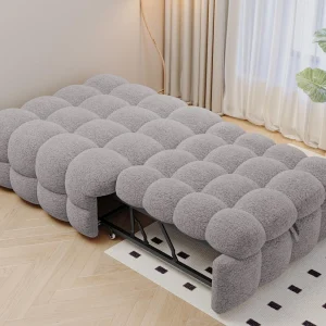 Gestoeld opklapbed – 2-in-1 Ottomanbank – Opvouwbare slaapbank – Eenpersoonsbed – Grijs Gestoeld opklapbed – 2-in-1 Ottomanbank – Opvouwbare slaapbank – Eenpersoonsbed – Grijs