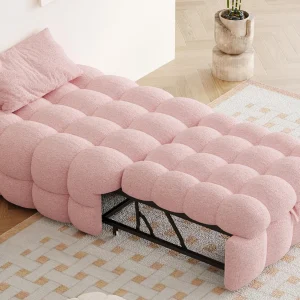 Gestoeld opklapbed – 2-in-1 Ottomanbank – Opvouwbare slaapbank – Eenpersoonsbed – Roze Gestoeld opklapbed – 2-in-1 Ottomanbank – Opvouwbare slaapbank – Eenpersoonsbed – Roze