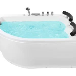 Hoekbad whirlpool LED wit 160 x 113 cm linkszijdig PARADISO
