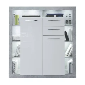 GwendolynRock dressoir 2 deuren, 2 laden, planken wit hoog glans.