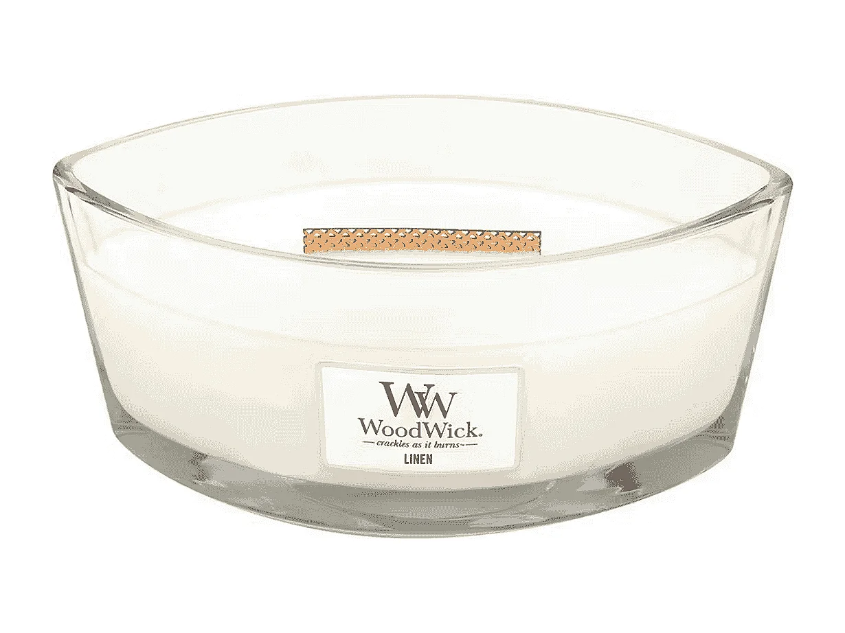 Geurkaars ellips, Linen, wit 453 gr