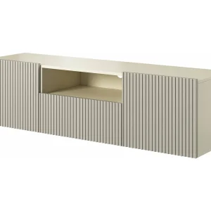 Hangend tv-meubel met 2 deuren en 1 kasjmier lade 150×45 cm Hangend tv-meubel met 2 deuren en 1 kasjmier lade 150×45 cm