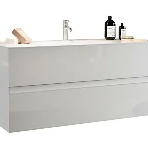 Hangend badkamermeubel met 1 wastafel en 2 laden, lengte 82cm, collectie WENEN. Kleur glanzend wit Hangend badkamermeubel met 1 wastafel en 2 laden, lengte 82cm, collectie WENEN. Kleur glanzend wit