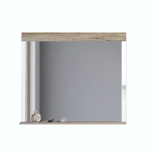 Designspiegel OHIO – 83×72 cm – Licht eiken met ingebouwde plank