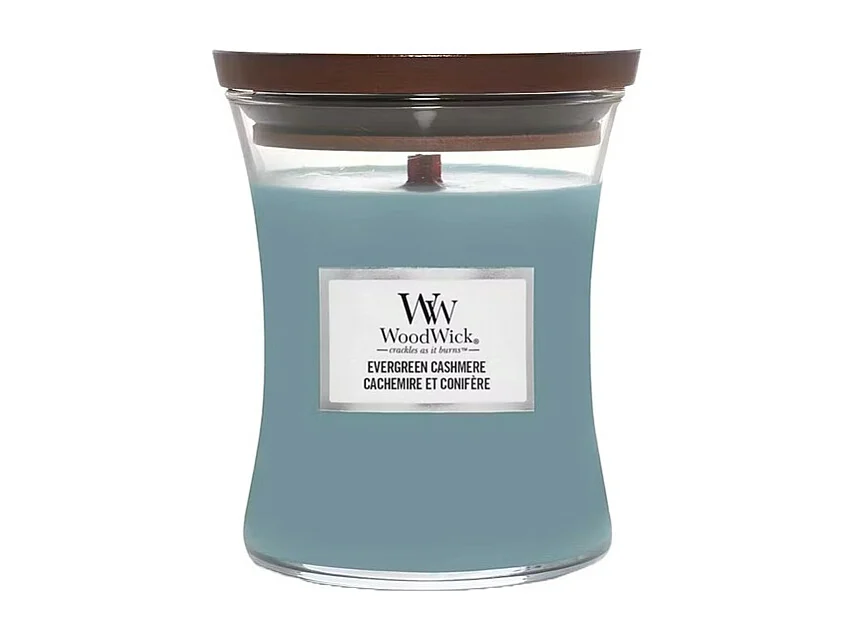 Geurkaars zandloper, Evergreen Cashmere, azuurblauw 275 gr