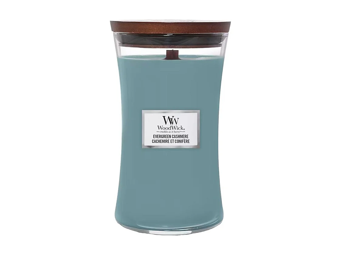Geurkaars zandloper, Evergreen Cashmere, azuurblauw 609 gr