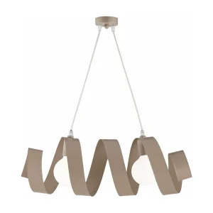 Helix Suspension en fer laqué gris tourterelle mat avec câble électrique réglable 2 lumières L. 54 X 20 BL141-2-TO Helix Suspension en fer laqué gris tourterelle mat avec câble électrique réglable 2 lumières L. 54 X 20 BL141-2-TO
