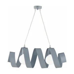 Helix Suspension en fer laqué gris mat avec câble électrique réglable 2 lumières L. 54 X 20 BL141-2-GR Helix Suspension en fer laqué gris mat avec câble électrique réglable 2 lumières L. 54 X 20 BL141-2-GR