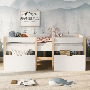 Halfhoogslaper kind 90×200 cm met laden – Wit hout (zonder matras) Halfhoogslaper kind 90×200 cm met laden – Wit hout (zonder matras)