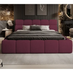 Gestoffeerd bed GIULIA, comfortabel, met opbergruimte, verstelbaar hoofdbord en LED, 180x200x96 cm, kleur: Kastanjebruin
