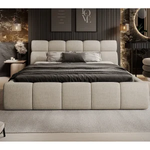 Gestoffeerd bed GIULIA, comfortabel, met opbergruimte, verstelbaar hoofdbord en LED, 160x200x96 cm, kleur: Beige Gestoffeerd bed GIULIA, comfortabel, met opbergruimte, verstelbaar hoofdbord en LED, 160x200x96 cm, kleur: Beige