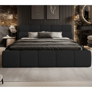 Gestoffeerd bed GIULIA, comfortabel, met opbergruimte, verstelbaar hoofdbord en LED, 140x200x96 cm, kleur: Zwart Gestoffeerd bed GIULIA, comfortabel, met opbergruimte, verstelbaar hoofdbord en LED, 140x200x96 cm, kleur: Zwart
