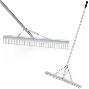 Hark, tuinhark van aluminium met 91 cm brede rekenkop, 36 tanden en 174 cm lange handgreep,bladhark voor het losmaken van de grond Hark, tuinhark van aluminium met 91 cm brede rekenkop, 36 tanden en 174 cm lange handgreep,bladhark voor het losmaken van de grond