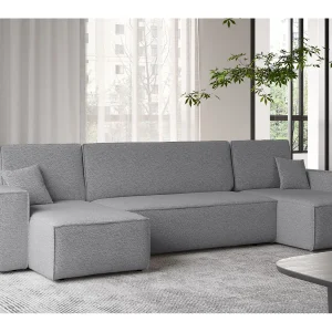 Hoekbank met slaapfunctie en bedstee, U-bank, U-bank BEST stof Abriamo Grey