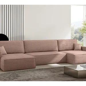 Hoekbank Carlos met slaapfunctie en bedstee Elegante stof Poso Rosa Hoekbank Carlos met slaapfunctie en bedstee Elegante stof Poso Rosa