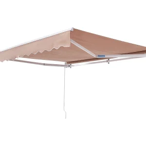 Handmatig Intrekbaar Terrasscherm, SucceBuy 366×305 CM Intrekbaar Terrasscherm, Zonnescherm met Zwengel