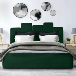 Gestoffeerd bed Orion 130x212x90 cm Slaapvlak 120×200 cm, opbergruimte, gaslift, stof Monolith groen