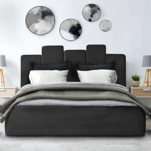 Gestoffeerd bed Orion 130x212x90 cm Slaapvlak 120×200 cm, opbergruimte, gaslift, stof Monolith grijs