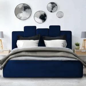 Gestoffeerd bed Orion 210x212x90 cm Slaapvlak 200×200 cm, opbergruimte, gaslift, stof Monolith marineblauw
