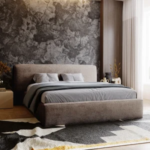 Gestoffeerd bed Monza 120×200 bruin – opbergruimte voor beddengoed, houten lattenbodem, doorgestikt hoofdbord en bedframe Gestoffeerd bed Monza 120×200 bruin – opbergruimte voor beddengoed, houten lattenbodem, doorgestikt hoofdbord en bedframe