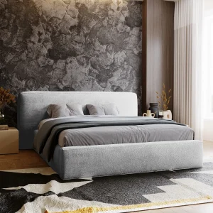 Gestoffeerd bed Monza 120×200 lichtgrijs – opbergruimte voor beddengoed, houten lattenbodem, doorgestikt hoofdbord en bedframe Gestoffeerd bed Monza 120×200 lichtgrijs – opbergruimte voor beddengoed, houten lattenbodem, doorgestikt hoofdbord en bedframe
