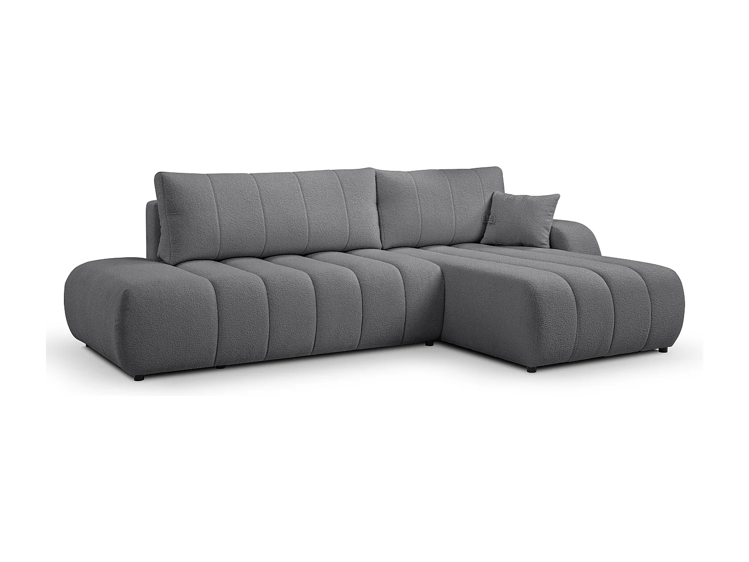 Hoekbank met slaapfunctie BALOO - Modern design, hoge functionaliteit, comfortabele zitting, duurzame materialen, kleur donkergrijs, rechts