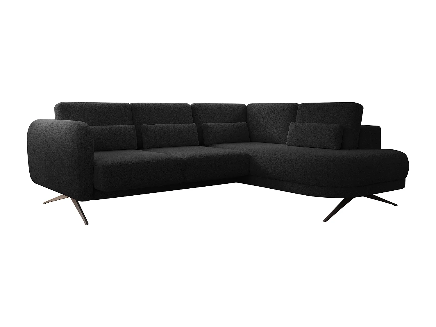 Hoekbank ILUSIO L met slaapfunctie, 250x205cm, verstelbare rugleuning, hoogwaardige materialen, kleur zwart, rechts
