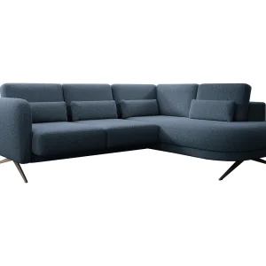 Hoekbank ILUSIO L met slaapfunctie, 250x205cm, verstelbare rugleuning, hoogwaardige materialen, kleur blauw, rechts