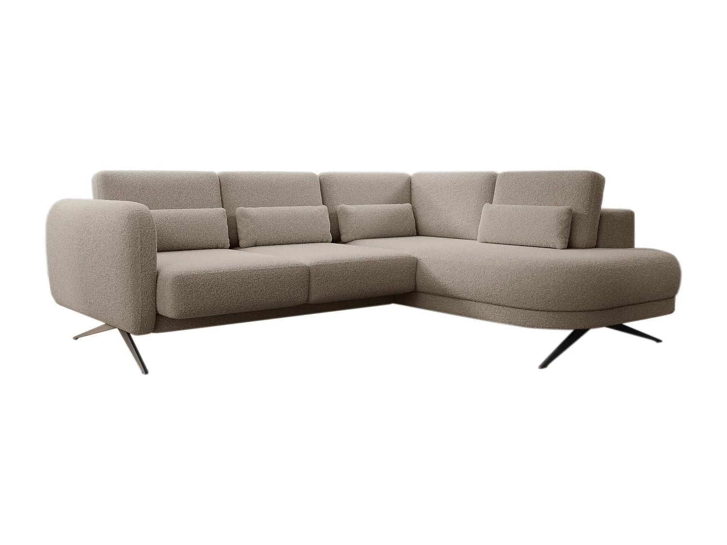 Hoekbank ILUSIO L met slaapfunctie, 250x205cm, verstelbare rugleuning, hoogwaardige materialen, kleur grijs, rechts