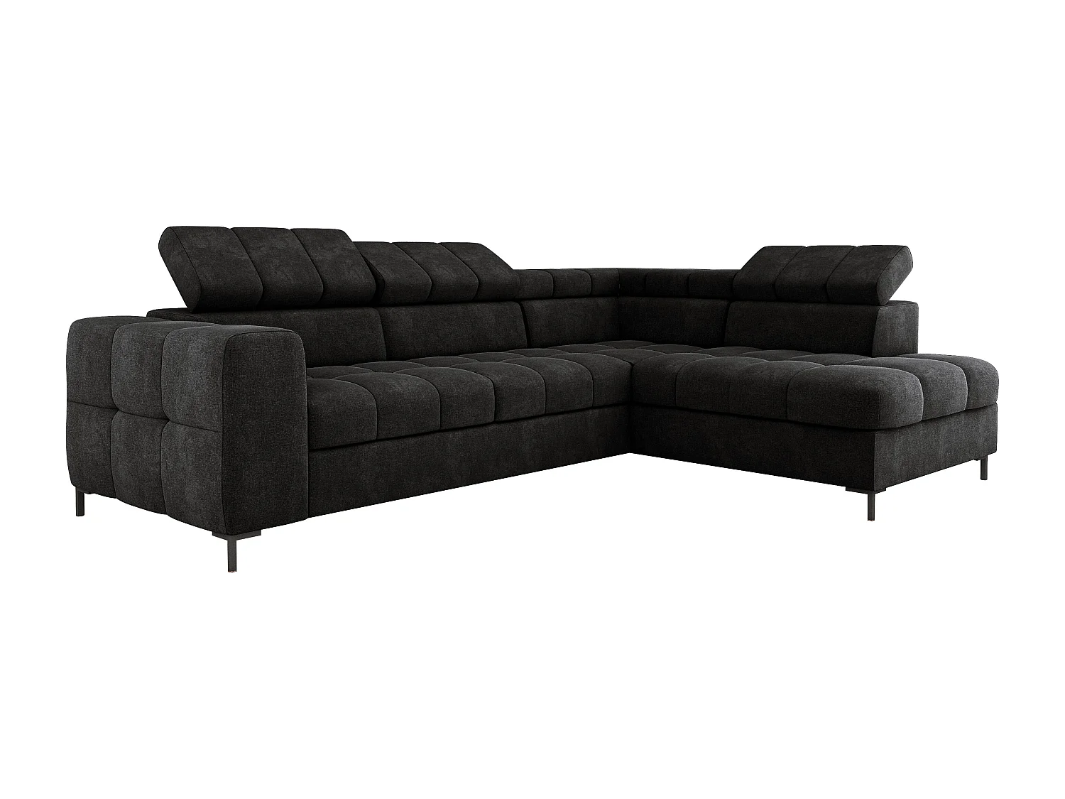 Hoekbank PABLOS met verstelbare hoofdsteun 279x201cm | Slapen & Opbergen, Zwart Vogue, Links