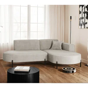 Hoekbank, L-vormige bank, design Modena, pure stof Noel, lichtgrijs, rechts Hoekbank, L-vormige bank, design Modena, pure stof Noel, lichtgrijs, rechts