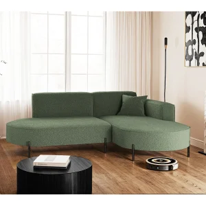 Hoekbank, L-vormige bank, design Modena, pure stof, brongroen, rechts Hoekbank, L-vormige bank, design Modena, pure stof, brongroen, rechts