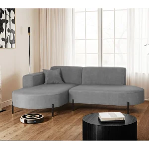 Hoekbank, L-vormige bank, design Modena, pure stof Noel, asgrijs, links Hoekbank, L-vormige bank, design Modena, pure stof Noel, asgrijs, links