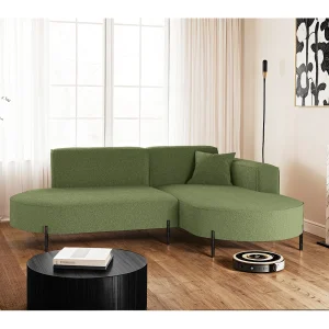 Hoekbank, bank L-vorm design Modena pure stof bron olijf rechts Hoekbank, bank L-vorm design Modena pure stof bron olijf rechts